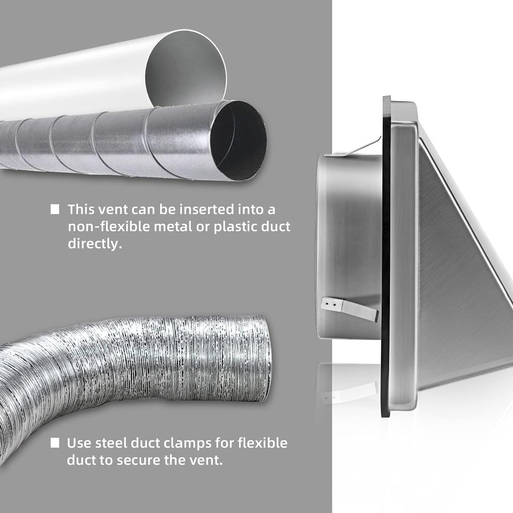 4-Inch External Extractor Wall Vent Cushioned Non Return Flap 100mm