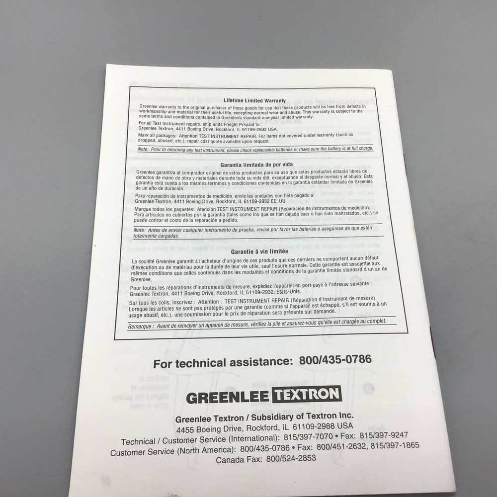 Vintage Greenlee Voltage And Continuity Users Manual