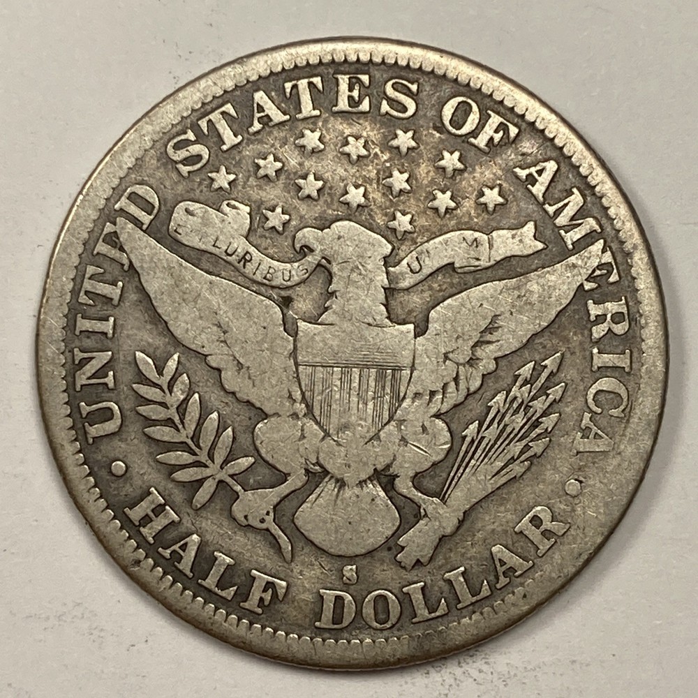1895-S Barber Half .50. Nice VG.