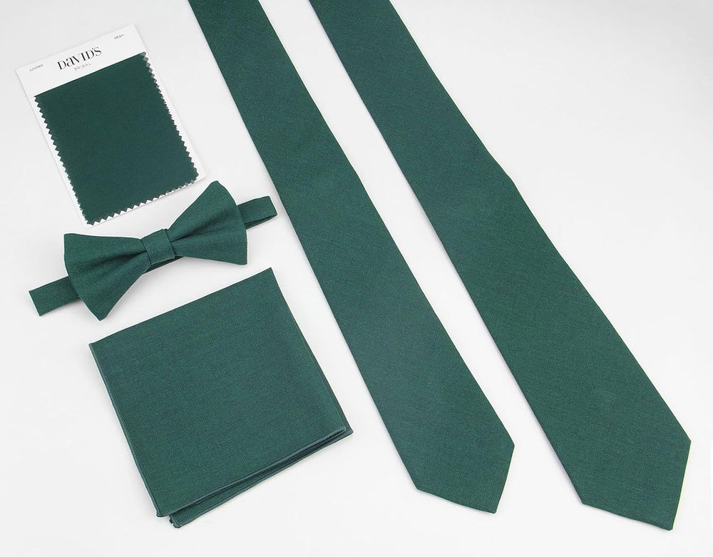 Mens Solid Linen Ties - Regular Width Pattern Necktie for Men