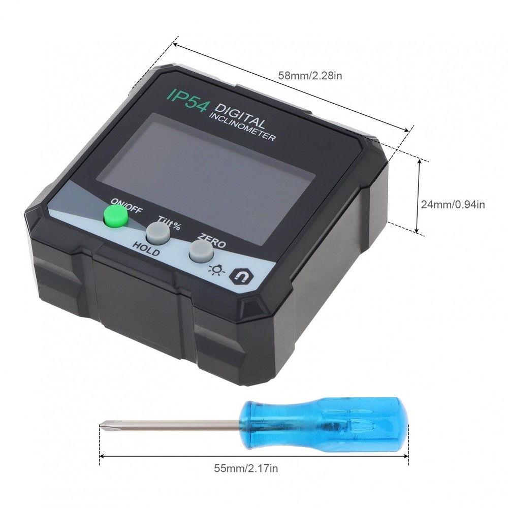Magnetic Digital Backlit Display & Big Number Angle Finder Protractor Inclinomet