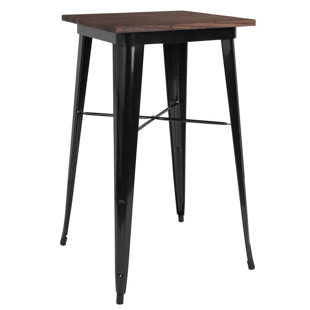Flash Furniture 24" Square Pub Table in Walnut and Black