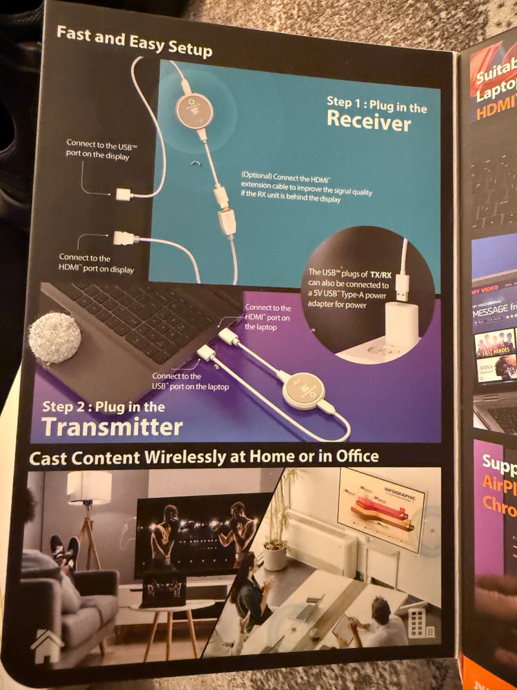 ScreenCast 4K Wireless HDMI Transmitter and Receiver, Wireless HDMI Extender,...