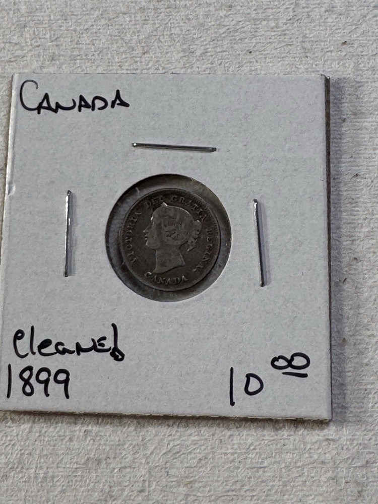 1899 Canada 5 Cents Small Silver Coin Cleaned