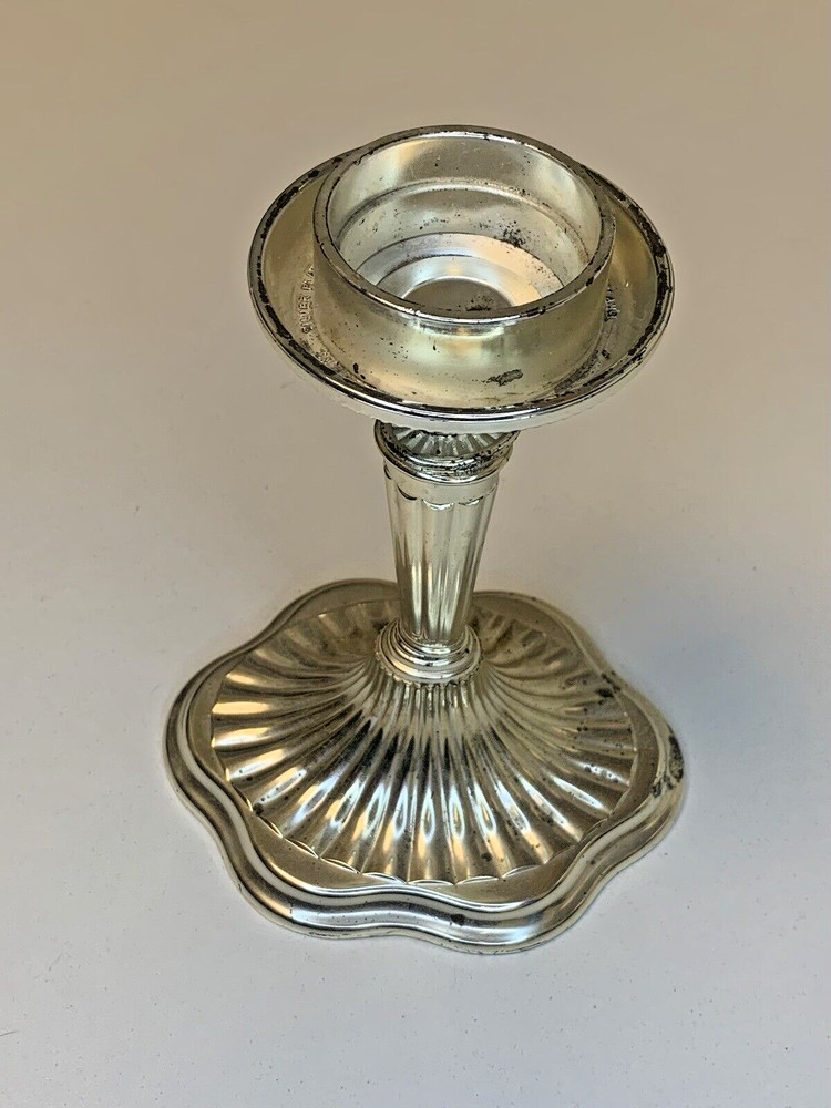 Vintage Silver Plated Candlestick With Felt Base Height 6.4" x Width 5" VGC