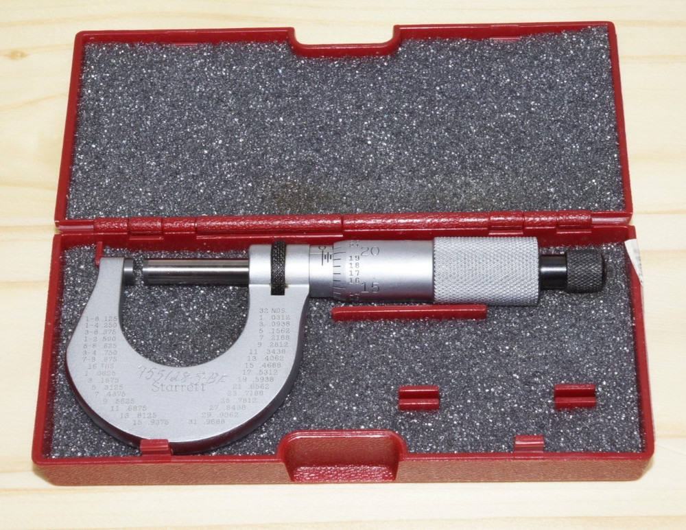 Starrett 230 0-1" .0001" Ratchet Thimble Outside Micrometer w/ Case