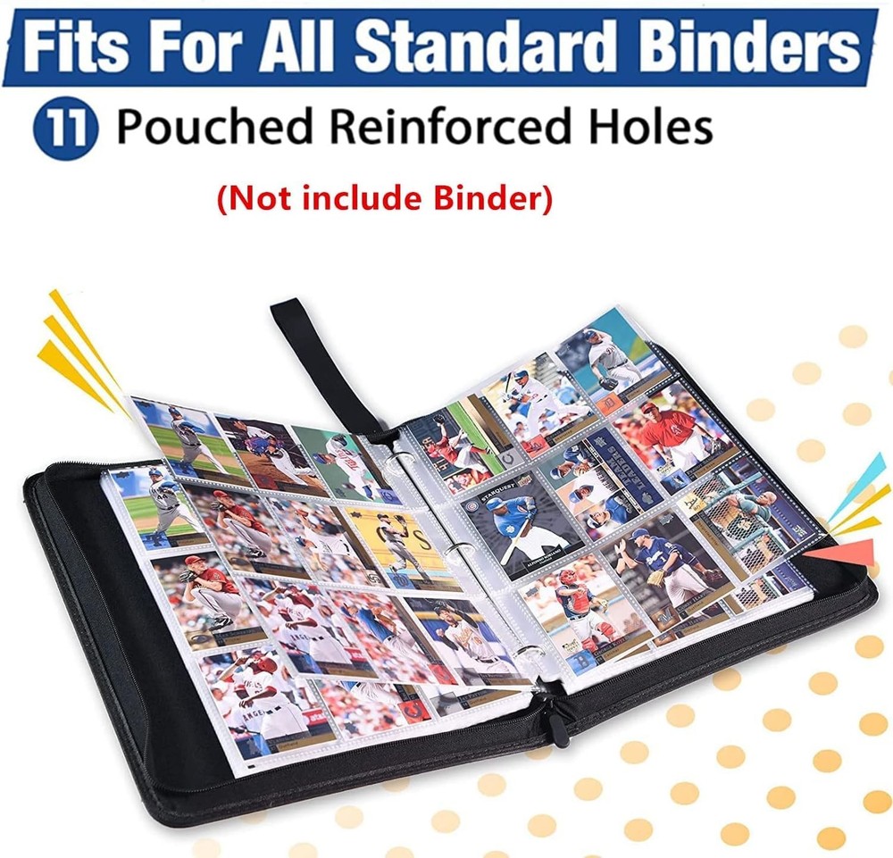 900 Pockets Binder Sheets, Top Loading Trading Card Pages for 3 50PCS, Clear