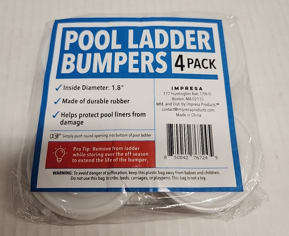 4-Pack Inside Pool Ladder Bumpers Pool Ladder Rubber End 1.8" ID