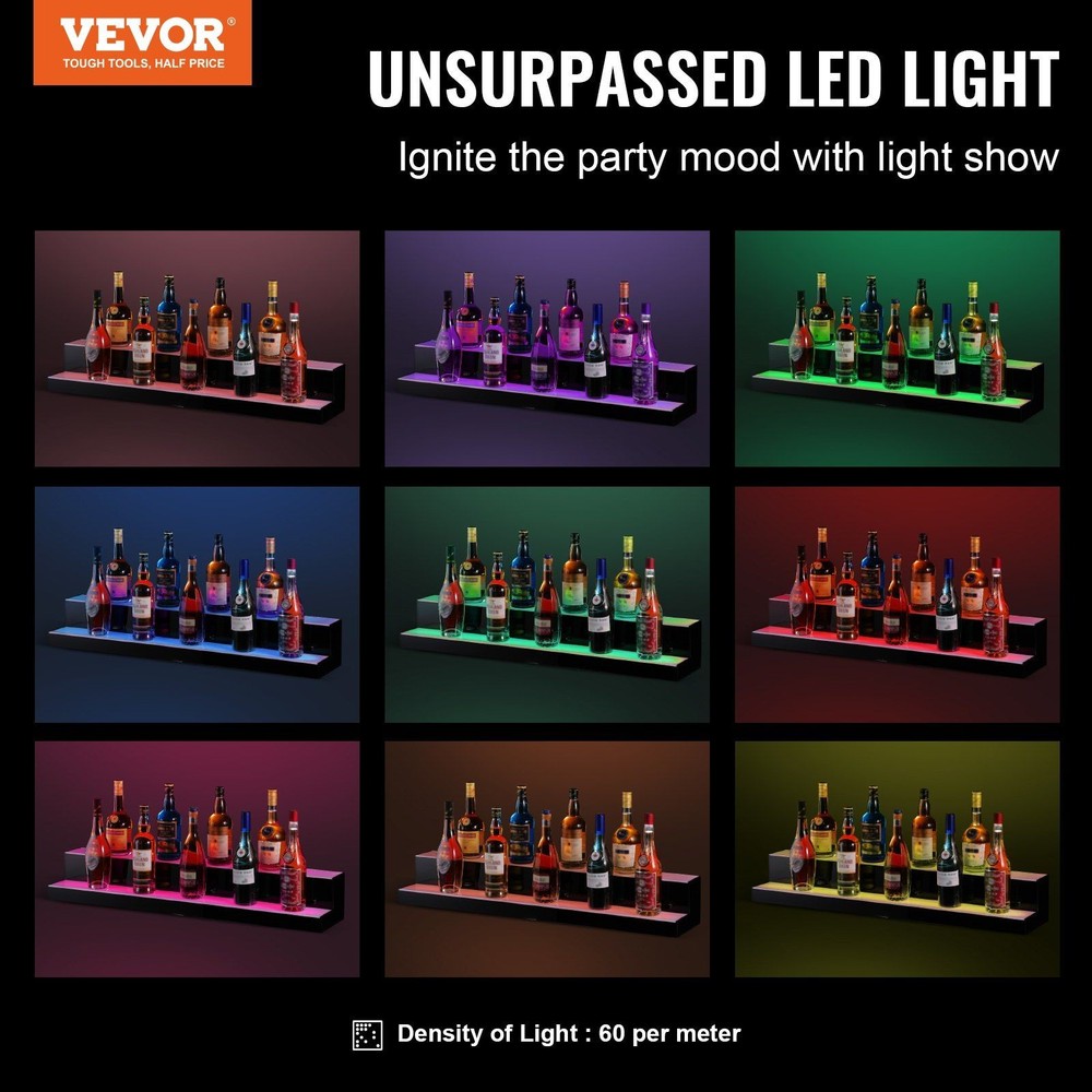LED Illuminated 40in 2-Step Bar Display 7 Static Colors Speed Adjustment
