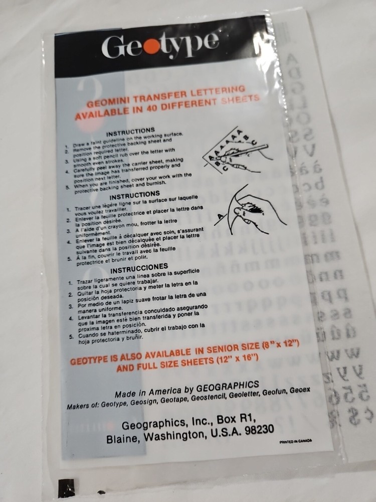 Geotype Souvenir Medium 24pt Transfer Letters / Rub On Letters