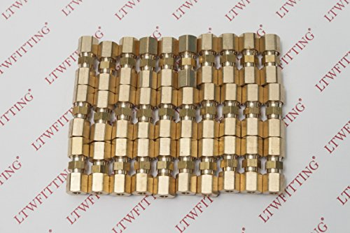 LTWFITTING 3/16-Inch OD Compression Union,Brass Compression FittingPack of 30
