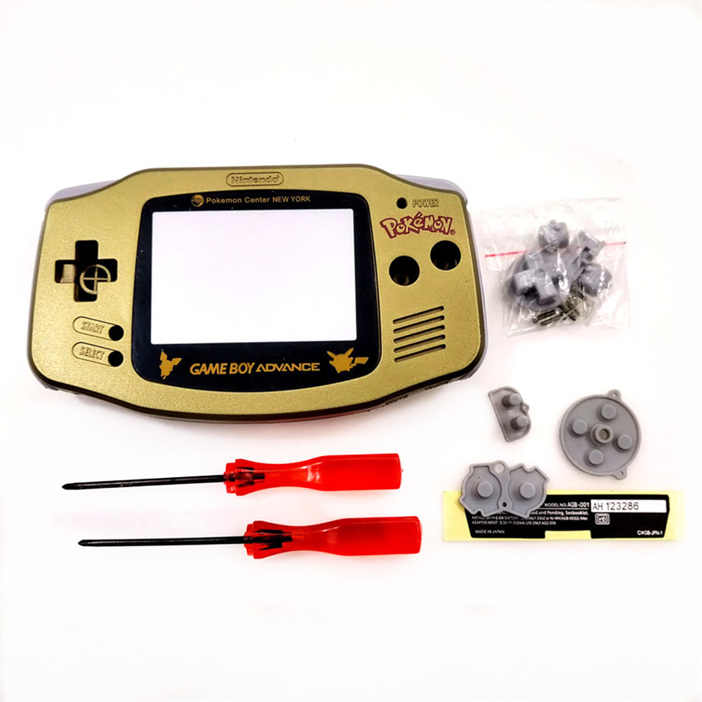 Gold Picachu Edition Housing Shell Case for Game Boy Advance GBA Game Console