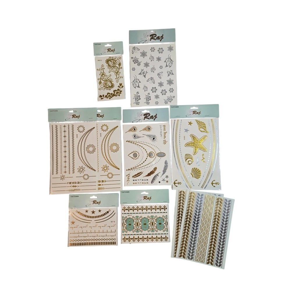 Raj Metallic Temporary Tattoos Gold Silver Body Art  Designs