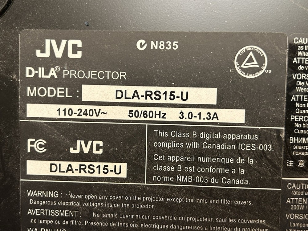 JVC ReferenceSeries D-ILA Projector Model DLA-RS15-U With Ceiling Mount
