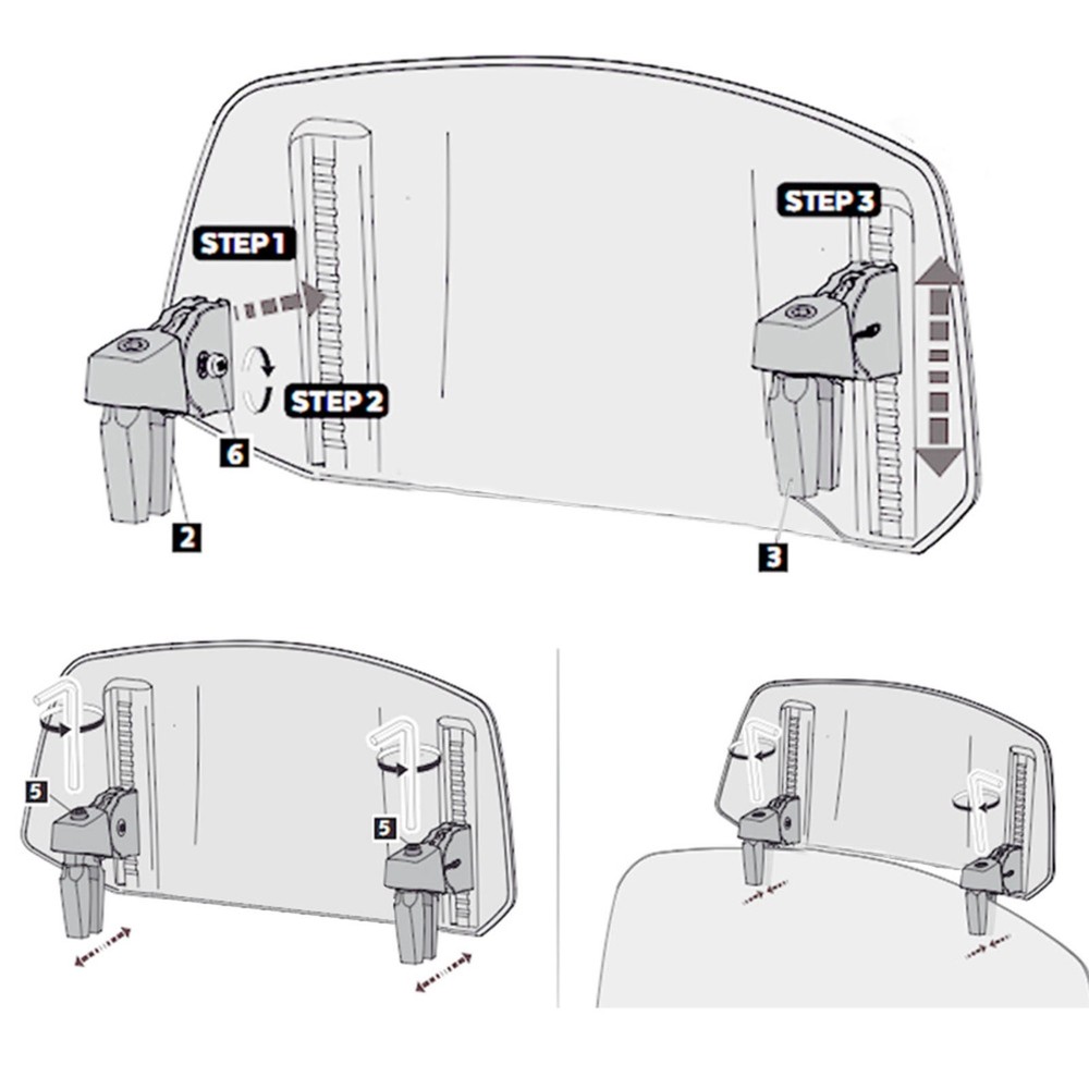 Motorcycle Extension Windscreen Deflector Adjustable Clip-on Win ZLAN