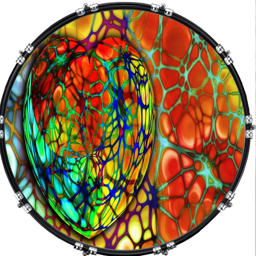 20" Custom Bass Kick Drum Front Head Skin Graphical Cells Heart