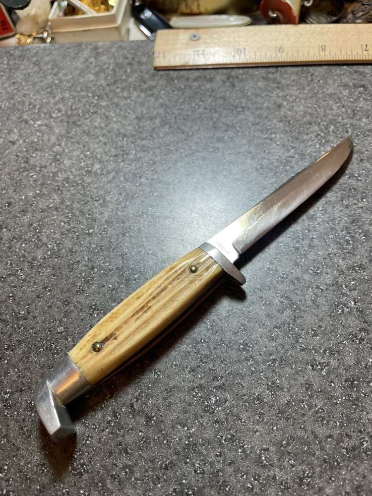 VTG Queen Fixed Blade hunting Knife W/Sheath Bone Handle