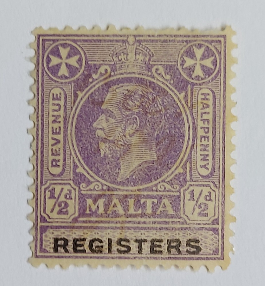 1925-30 Malta, KGV ½d violet, Perf 14. Wmk Multiple Script CA. - REGISTERS
