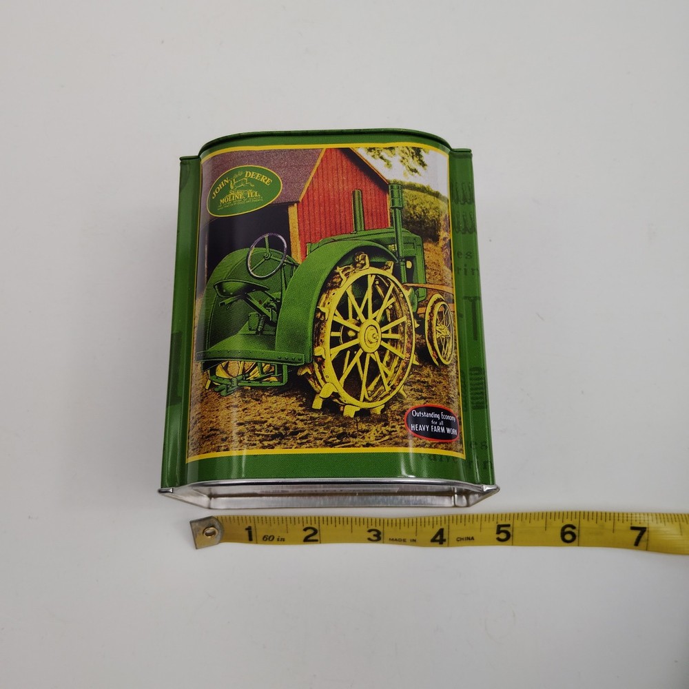 John Deere General Purpose Farm Tractor Metal Hinged Tin Box