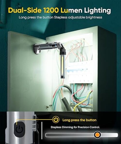 Magnetic Work Light - 4000mAh Rechargeable Work Light with Hook Design, Silver