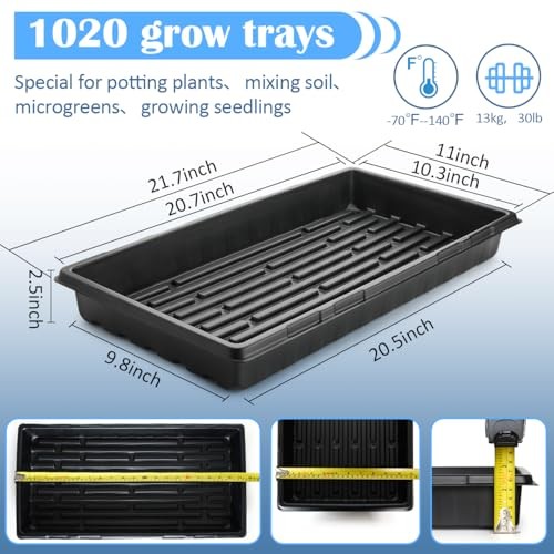10-Pack Heavy-Duty 1020 Seed Trays – Durable, Extra-Thick Plastic Flats for
