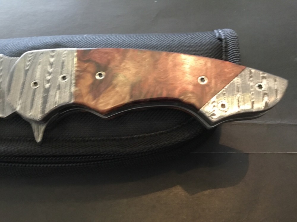 Custom Butch Ball Damascus Scorpion Flipper Folder Folding Knife