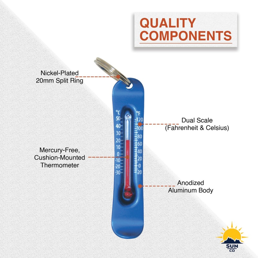 Sun Company Brrr-ometer - Snowsport Zipperpull Thermometer - (Black)