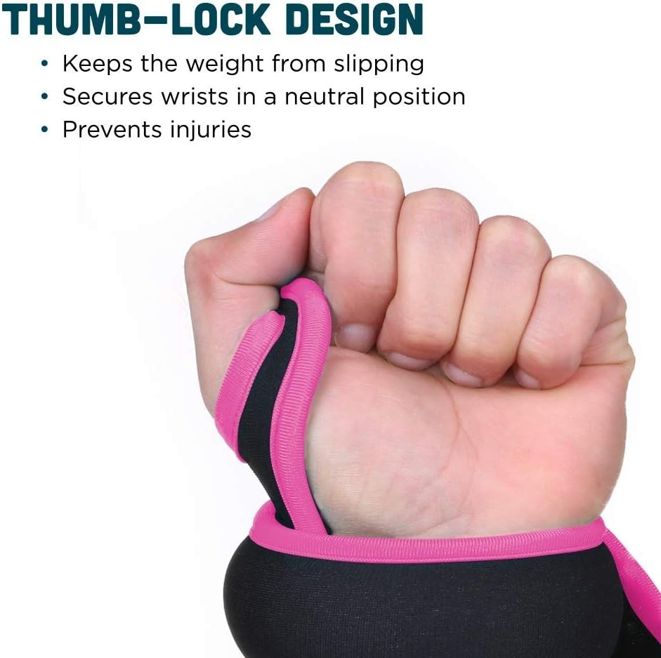 Wrist Weights with Thumb Loops Lock, 1lb*2 2lbs*2 for Running, Strength Train...
