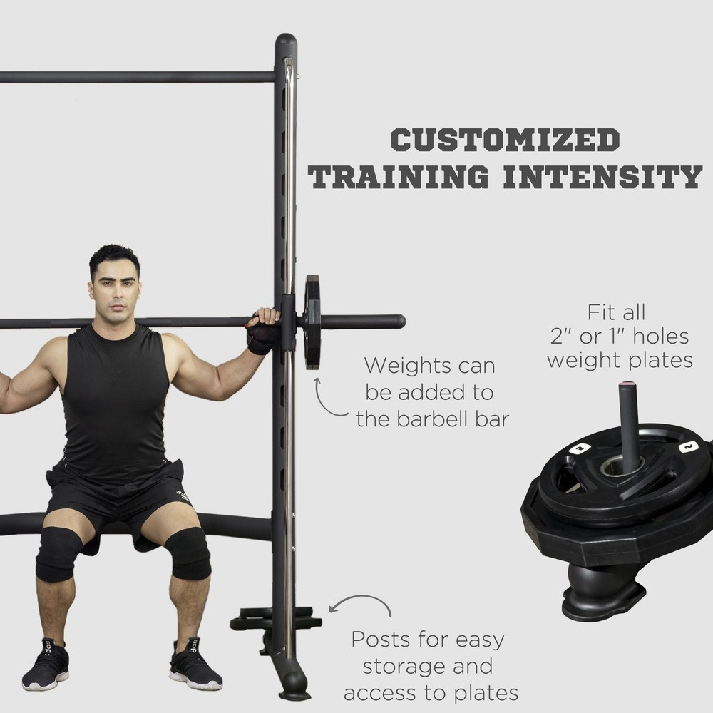 Weight Lifting Squat Rack w/ Pull Up Bar Adjustable Bench Press Half Power Rack