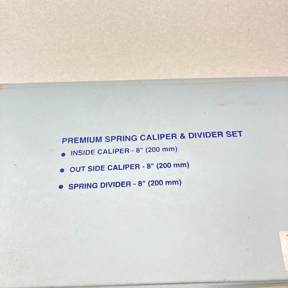 GROZ 8" Spring Caliper & Divider Set 3 Pc Inside Outside Caliper Spring Divider
