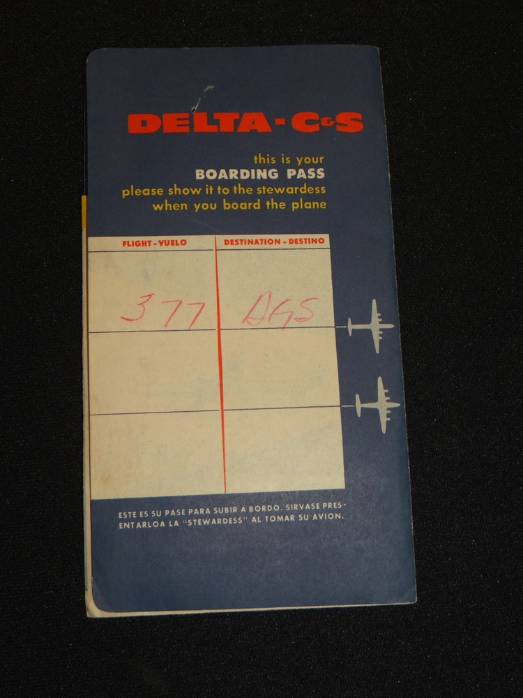 Delta C & S - Vintage 1950's Plane Ticket Envelope Sleeve