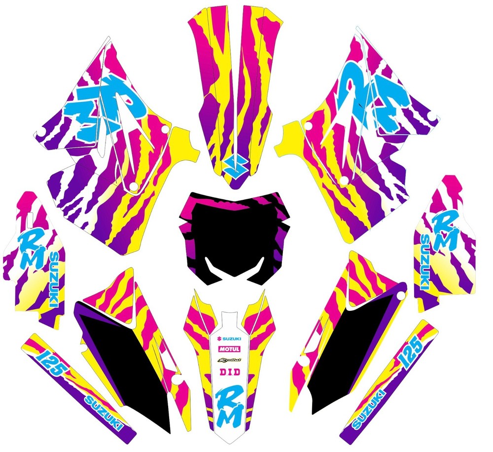 Decals for Suzuki RM125 RM 125 GRAPHICS 2001-2012 POLISPORT RESTYLE plastic