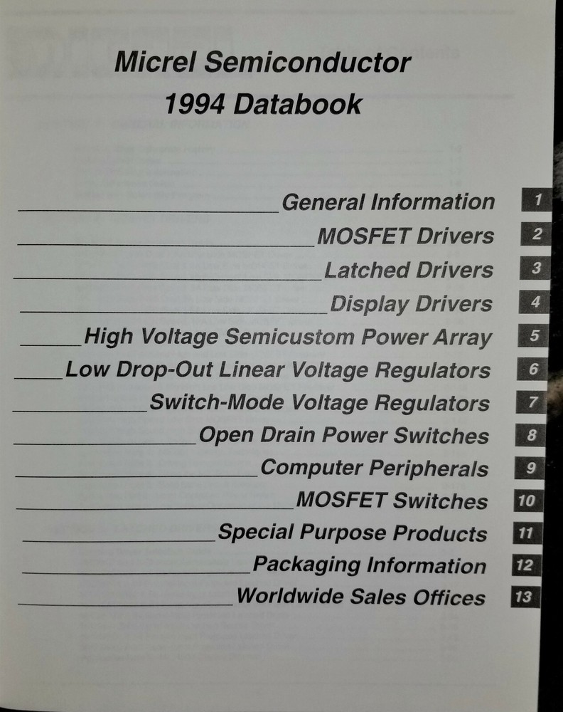 USED 1994 Micrel Semiconductor Data Book