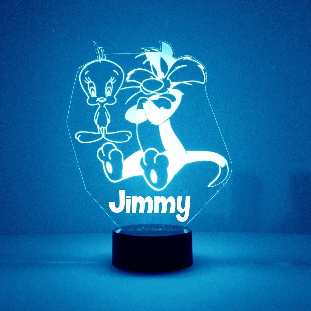 Sylvester & Tweety, Personalized FREE, LED Night Light Lamp w/ Remote Control