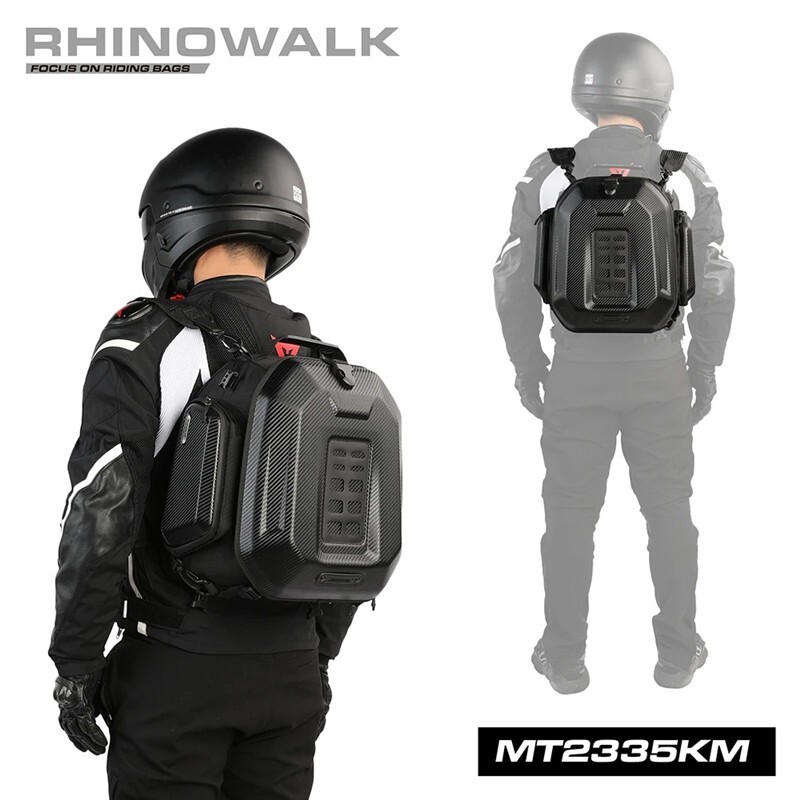 Rhinowalk Motorcycle Tail Bag Waterproof Expandable Hardshell Back Seat Bag