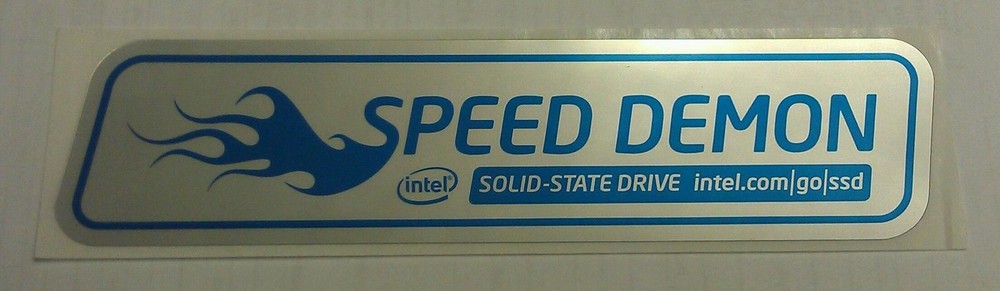 Intel Solid-State Drive SSD Speed Demon Sticker, size 33X130mm