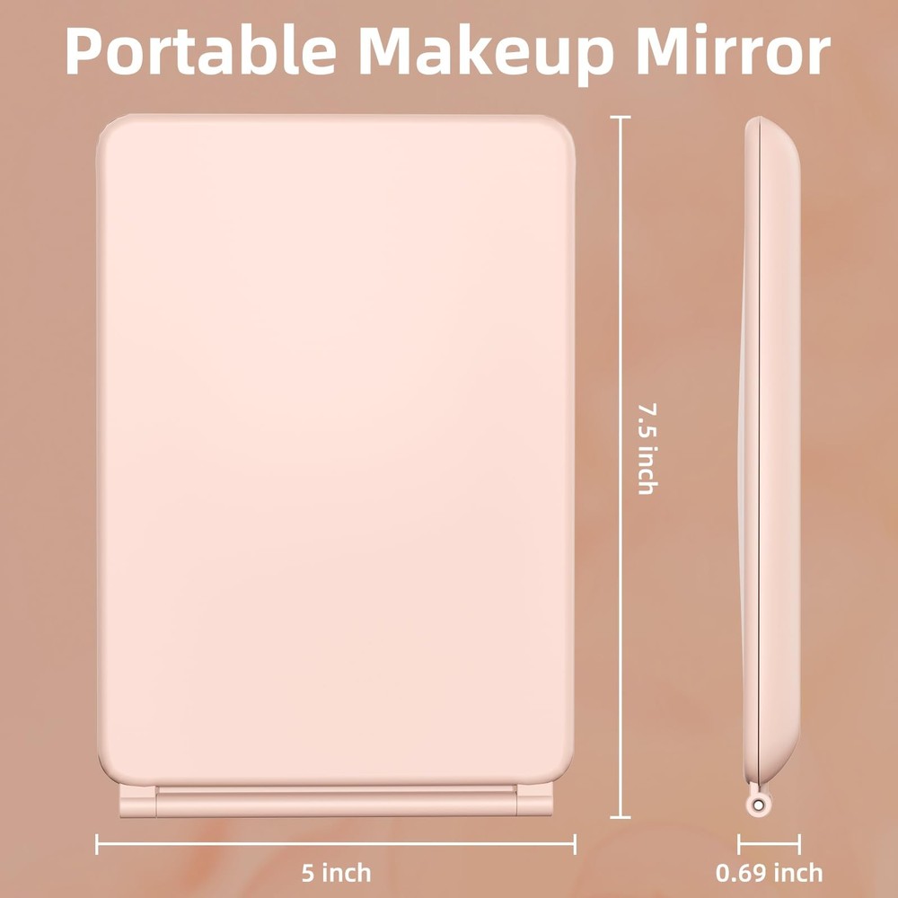 Foldable 1X/3X Magnifying Makeup Vanity Mirror Lights Dimmable Touch Pink