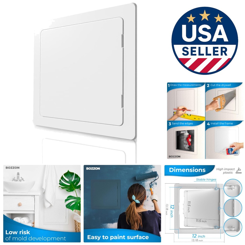 12x12 Modern Access Panel for Drywall - Durable White Cover, Easy Installation