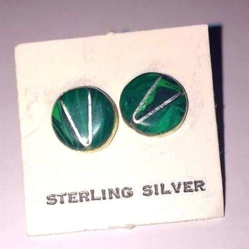 Malachite And Sterling Silver Earrings