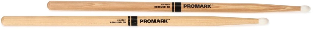 Promark Rebound Balance Hickory Drumsticks 5B - Nylon Tip (2-pack) Bundle