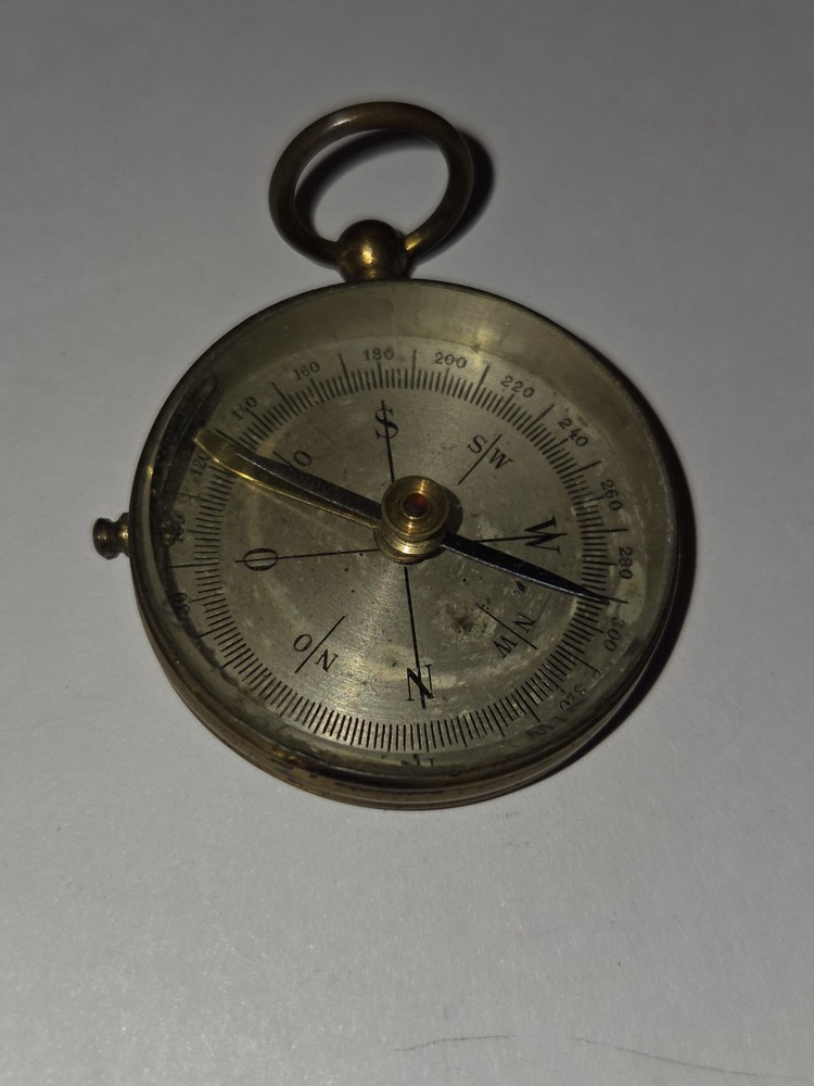 vintage brass pocket compass