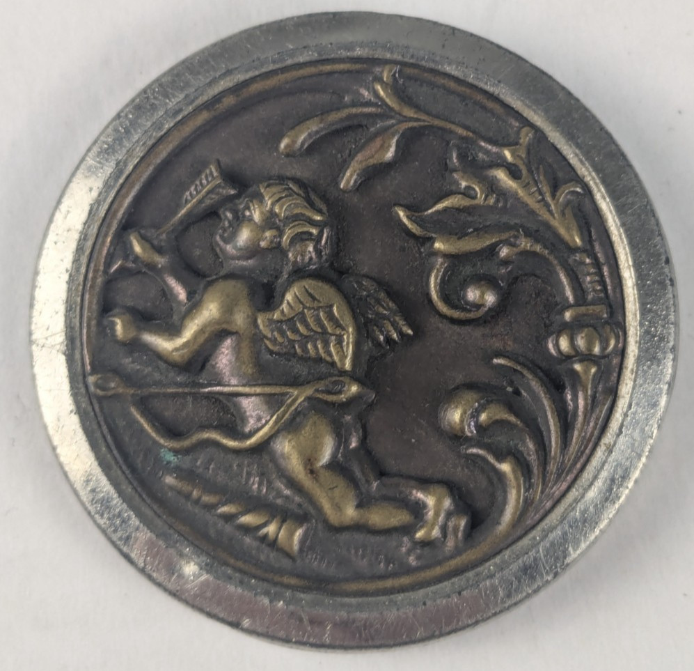 Victorian - Large Lovely Cupid Cherub Button Bow and Arrow - B20B