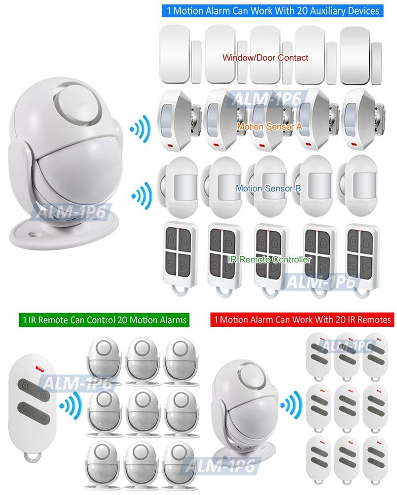 Wireless Motion Sensor Alarm W/ IR Remote 125dB Siren Perimeter Security System