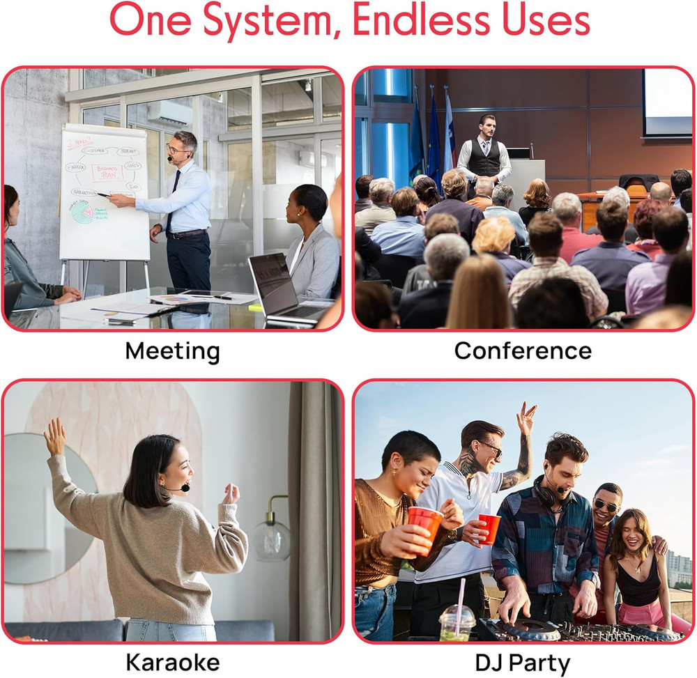 Dual Channel Wireless Microphone System - VHF Fixed Dual Frequency Wireless Mic