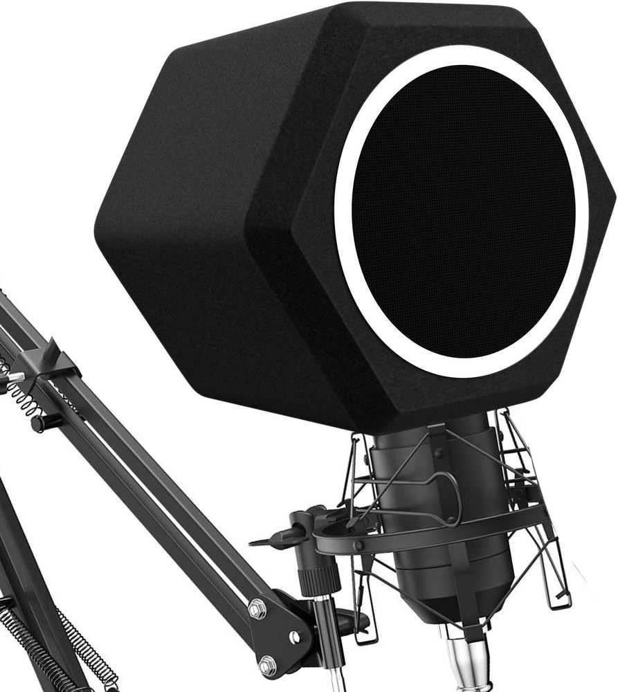 Professional Microphone Isolation Shield with Pop Filter & Stand for Studios