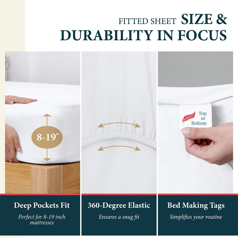 King Sheets Set Egyptian Cotton - 1500 Thread Count 4 PC Egyptian Cotton Sheets
