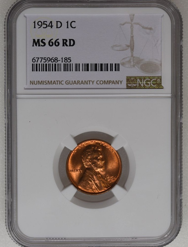 1954 D Lincoln Wheat Cent MS 66 RD NGC