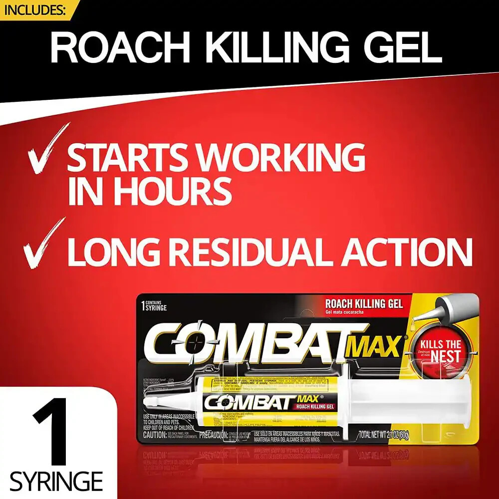 Combat 60 g Source Kill Max Roach Kill Gel-2.1 oz (1 Syringe),NEW!