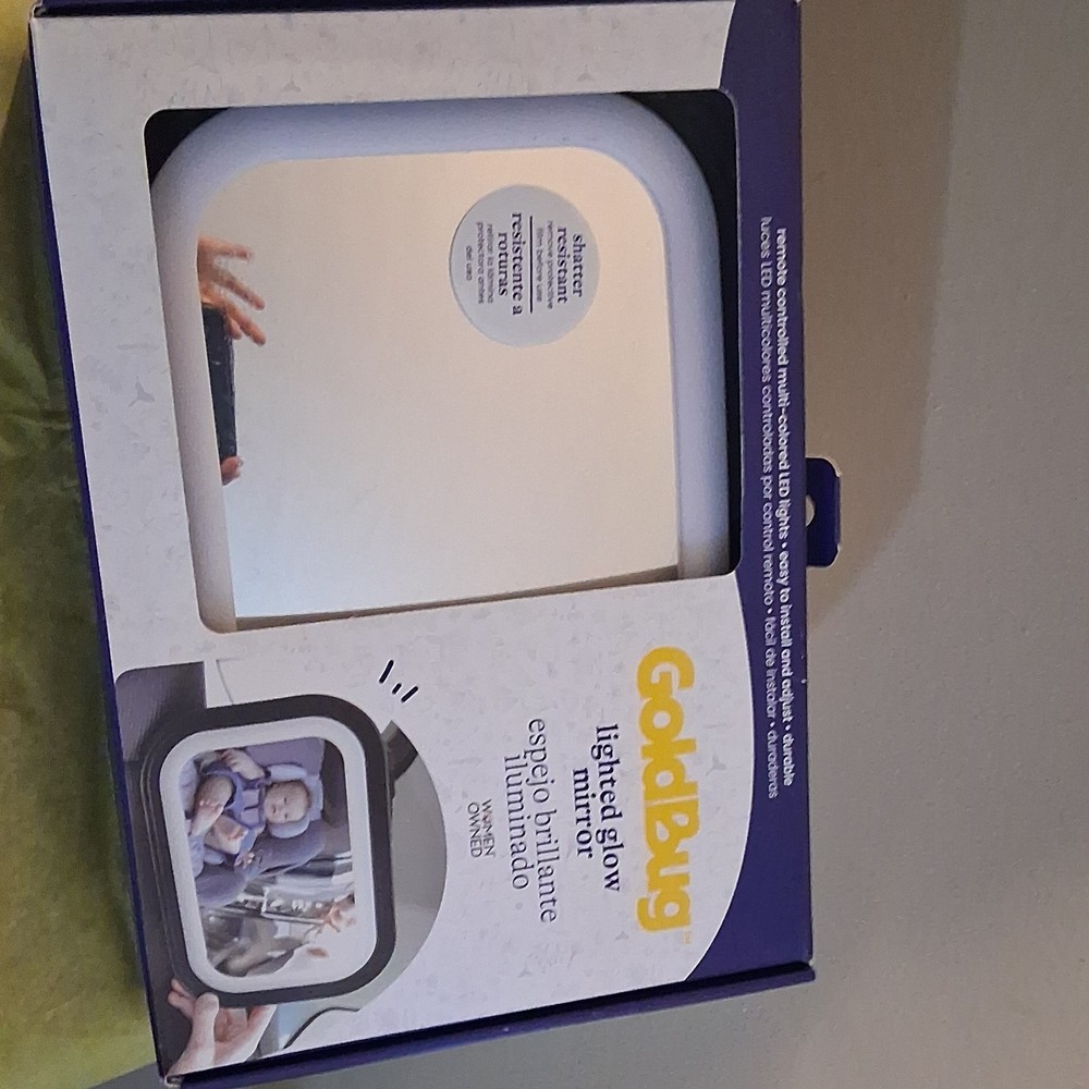 Goldbug Lighted Glow Mirror Remote LED Rear Facing Baby Car Mirror White