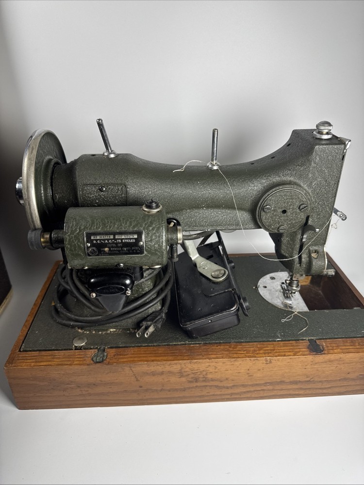 Vintage White Rotary Sewing Machine w/ Case Untested